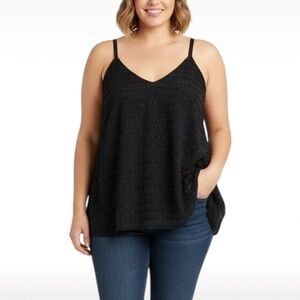 Torrid Black Sophie Lurex Chiffon Swing Cami Top | Size 0 (L) | EUC
